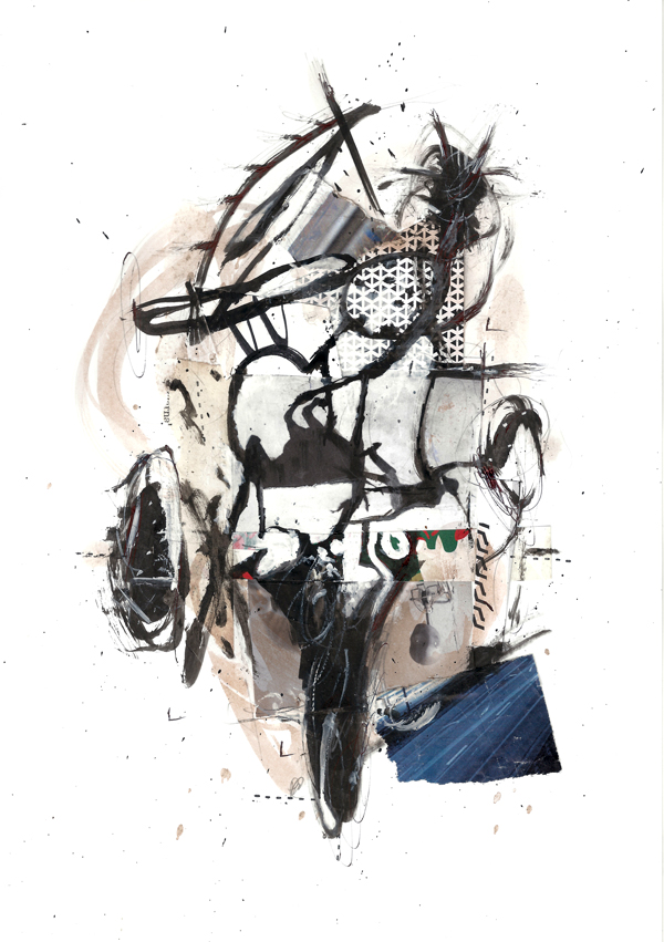 Csaba Pál, Inside game, collage,29,7x21cm