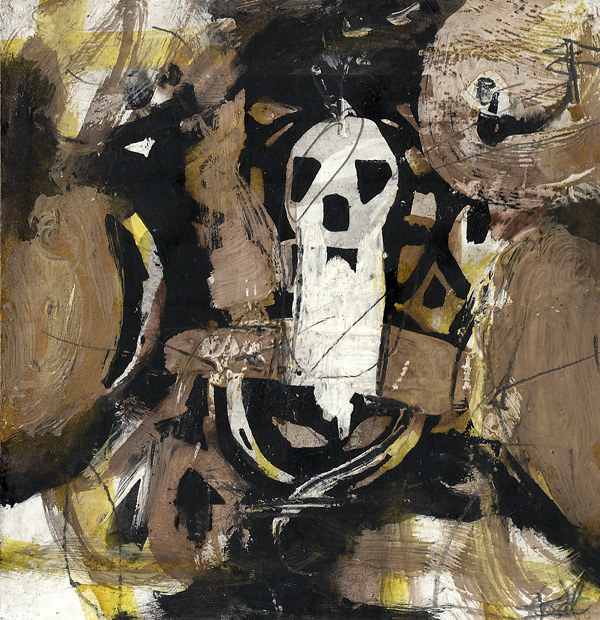 Csaba Pál, caterpillar, 15x15cm, mixed on paper