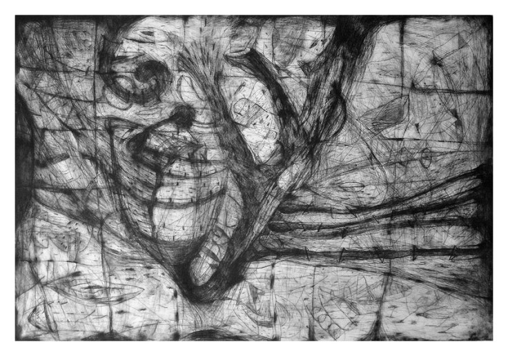 Pál Csaba, Modus, dry point, 70x100cm