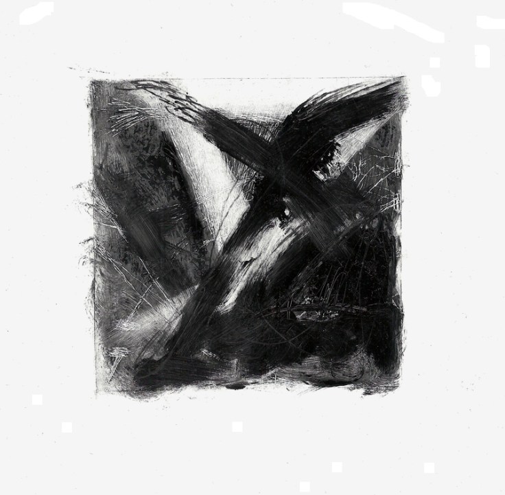 Csaba Pál, War in my head 01, drypoint, 10x10cm, 