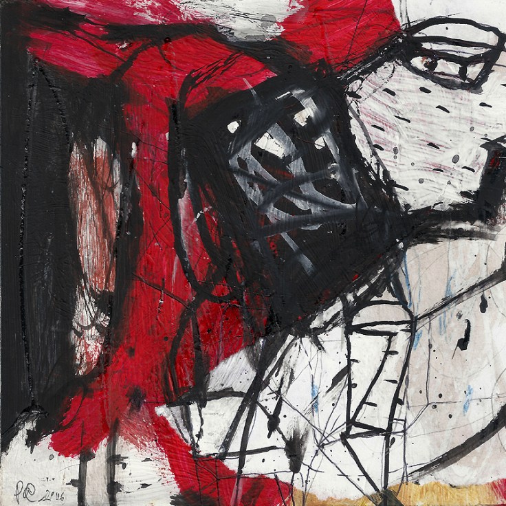 Csaba Pál, Transmission 01, 15x15 cm, painting, mixed