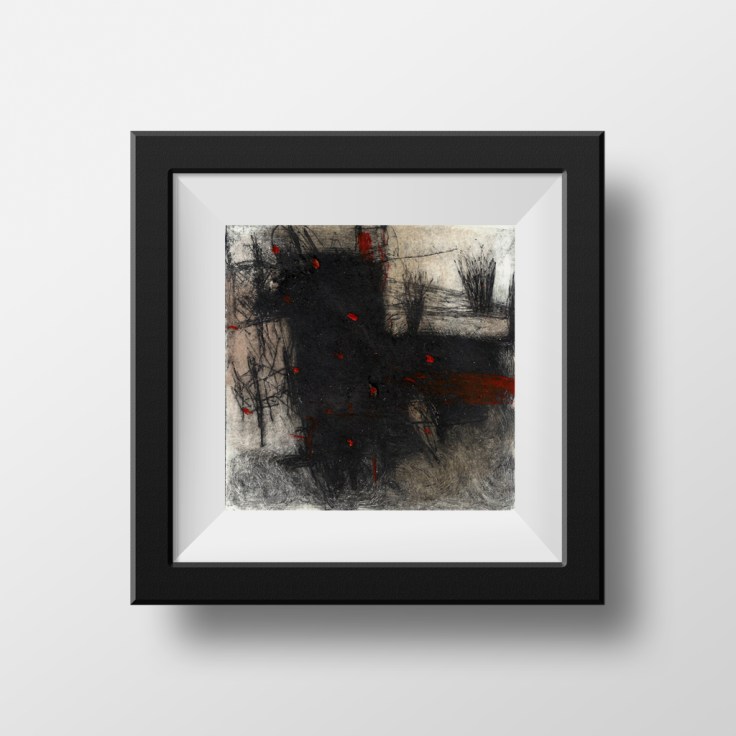 Csaba Pál, Transmission 01, 19x19 cm, dry point, mixed