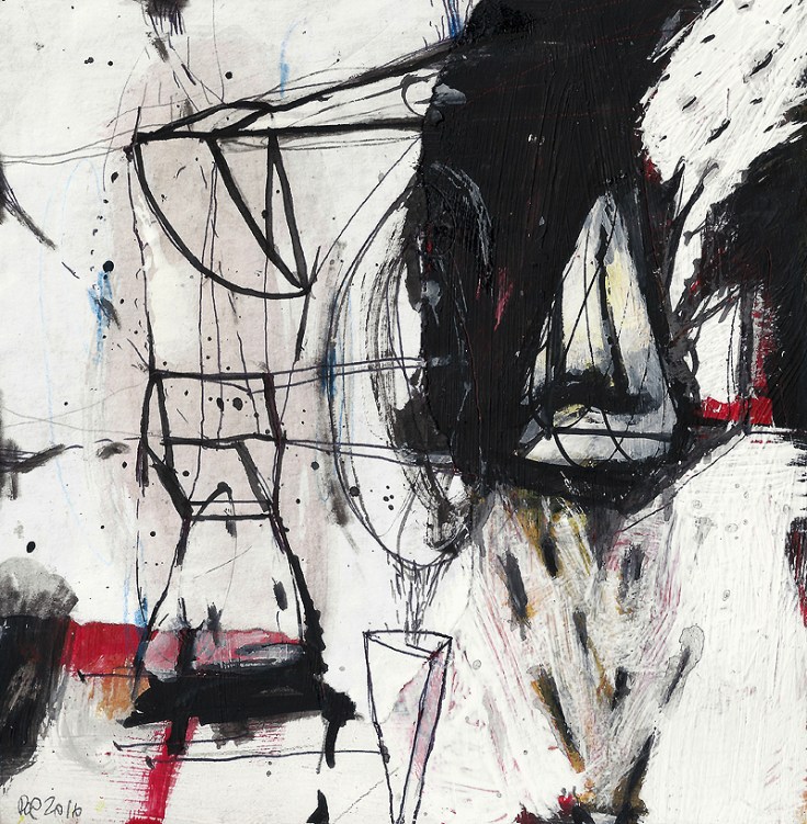 Csaba Pál, Transmission 02, 15x15 cm, painting, mixed