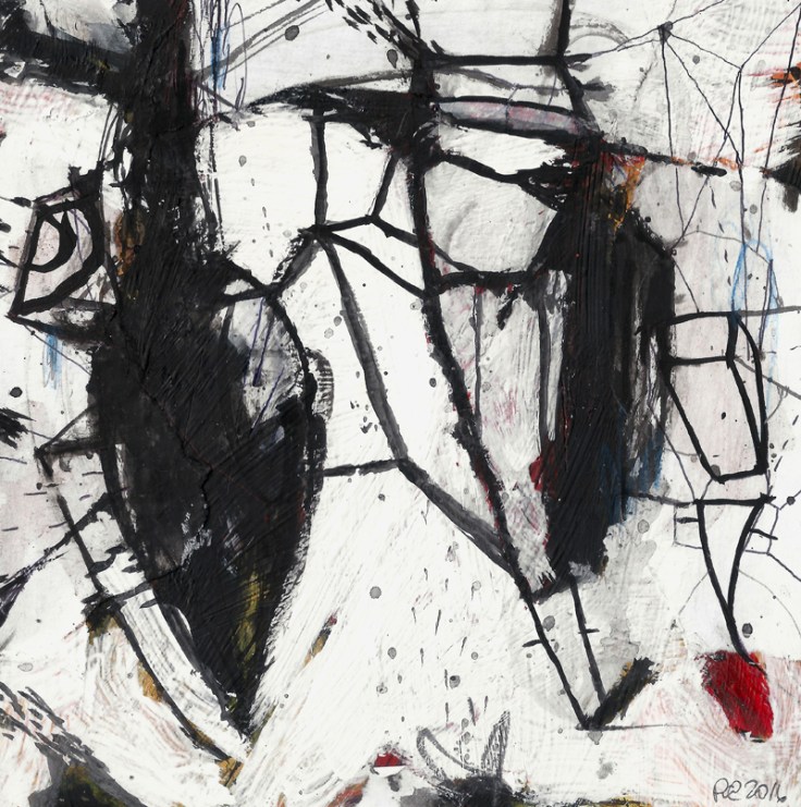 Csaba Pál, Transmission 03, 15x15 cm, painting, mixed