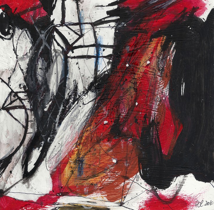 Csaba Pál, Transmission 05, 15x15 cm, painting, mixed