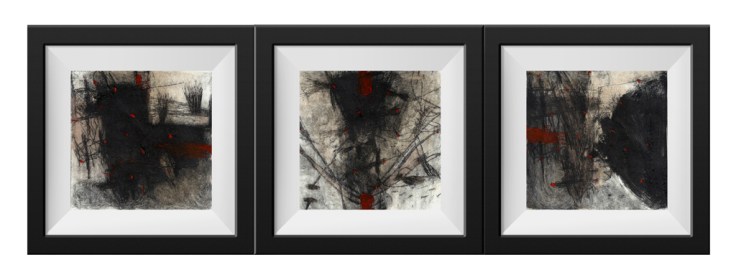 Csaba Pál, Transmision, drypoint, 20x20 cm