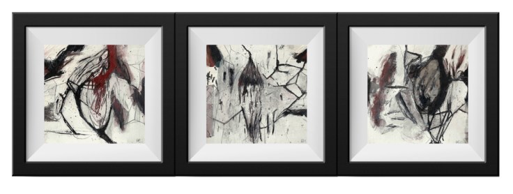 Csaba Pál, Frontier 01,02,03, 20x20 cm mixed on paper