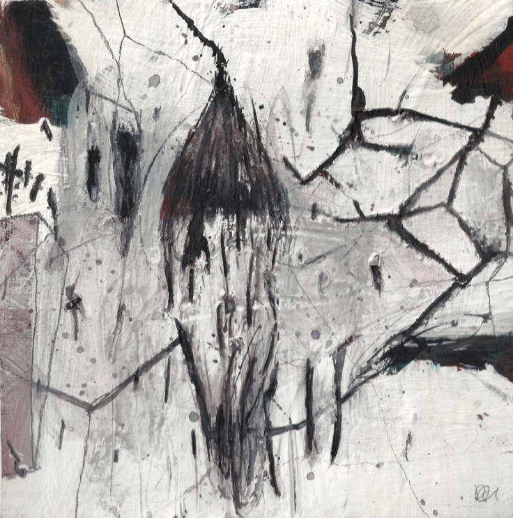 Csaba Pál, Frontier 02, 20x20 cm mixed on paper