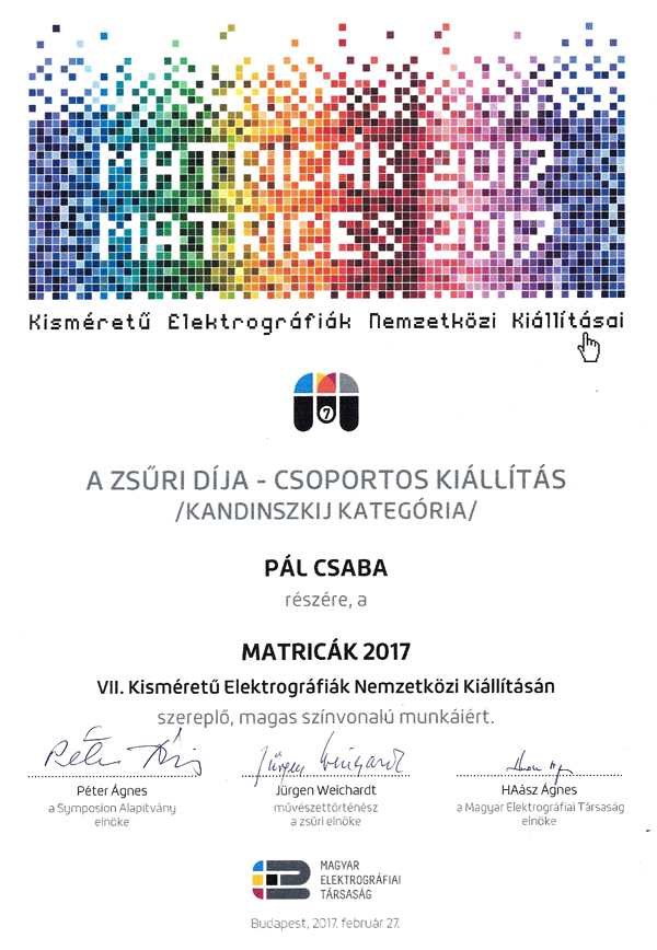 Pál Csaba, Oklevél