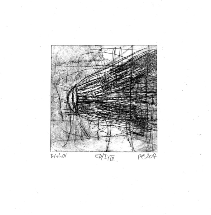 Csaba Pál, Dish 01, drypoint, 20x20 cm