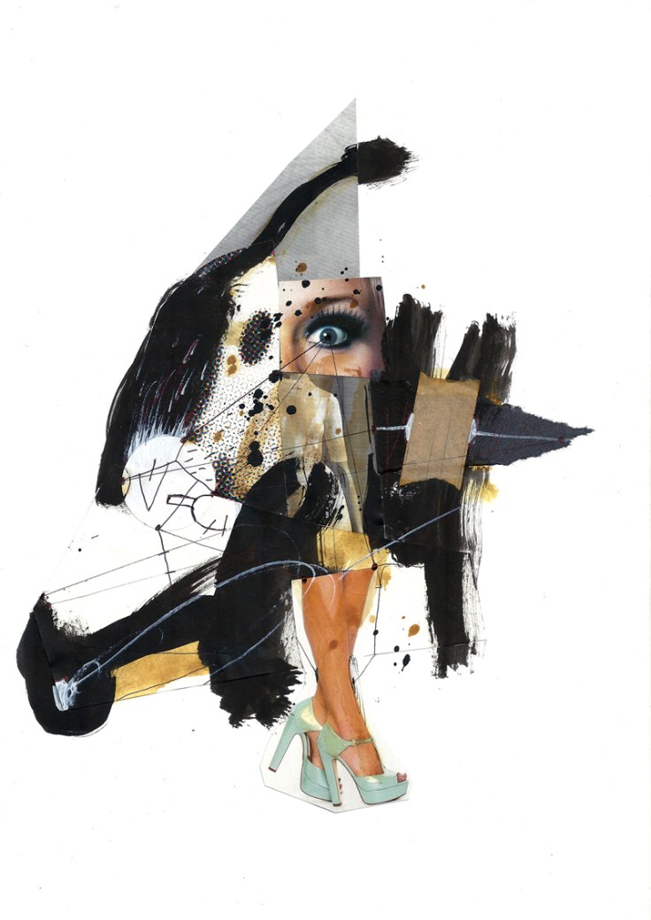 Csaba Pál, Soundless, collage and paint on art paper, A/4