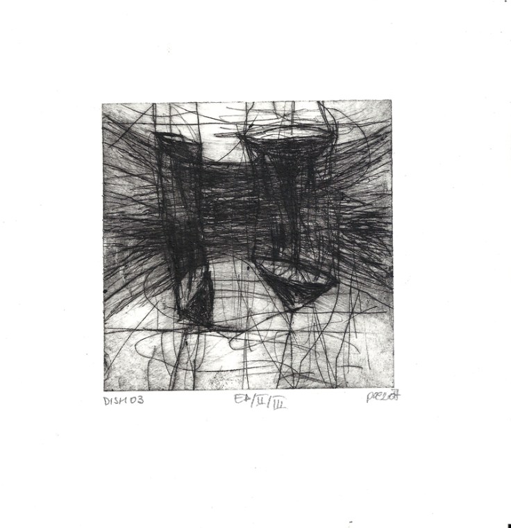Csaba Pál, Dish 03, drypoint, 18x18 cm