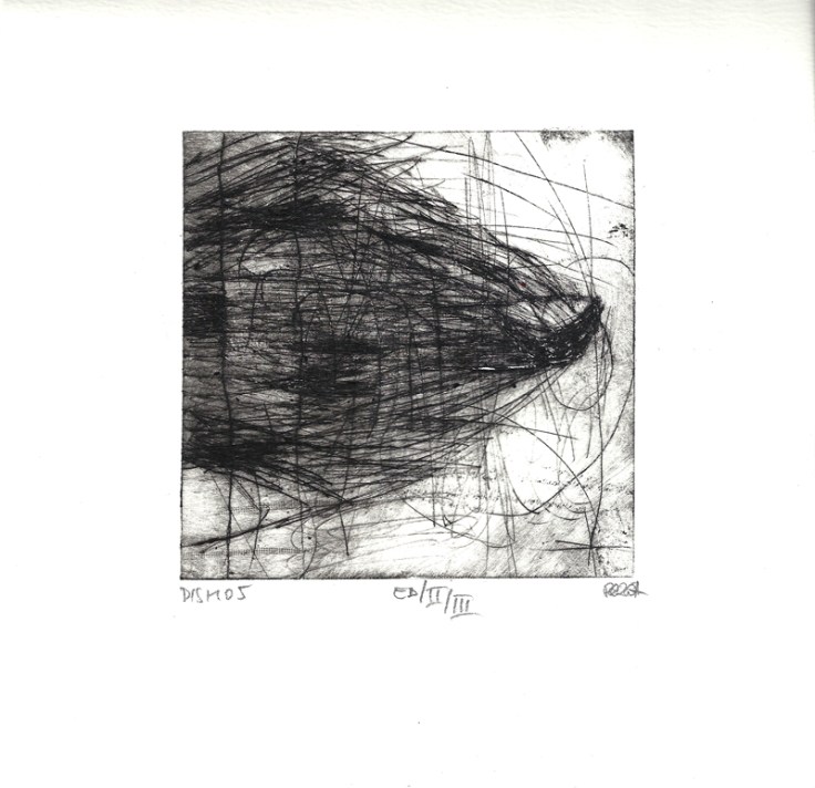 Csaba Pál, Dish 05, drypoint, 18x18 cm