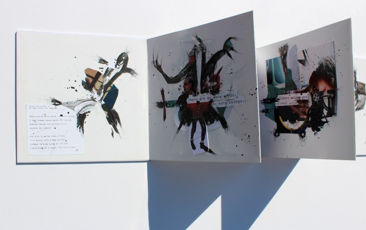 Csaba Pál,  On the chair on the bed, 2018,artist book,, collage, mixed on paper, 15x15cm, (15x90cm)