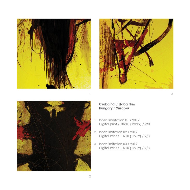 Csaba Pál, Inner limintation 01,02,03, digital print, 10x10/19x19 cm,  Kazanlak, Miniprint, 2018, catalog