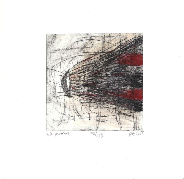 Csaba Pál, Six plates_01, drypoint, 18x18 cm, 2018