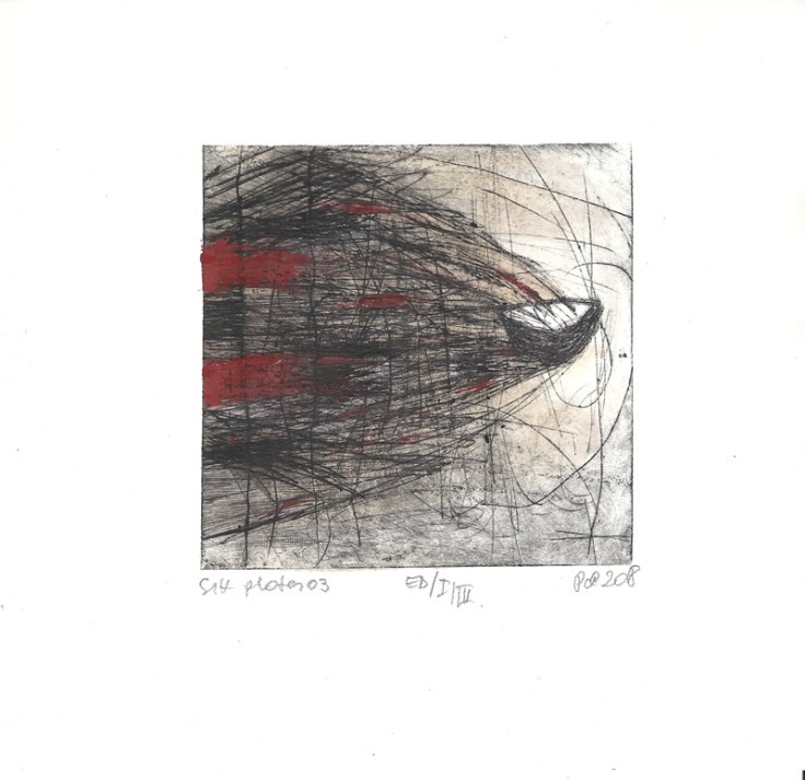 Csaba Pál, Six plates_03, drypoint, 18x18 cm, 2018