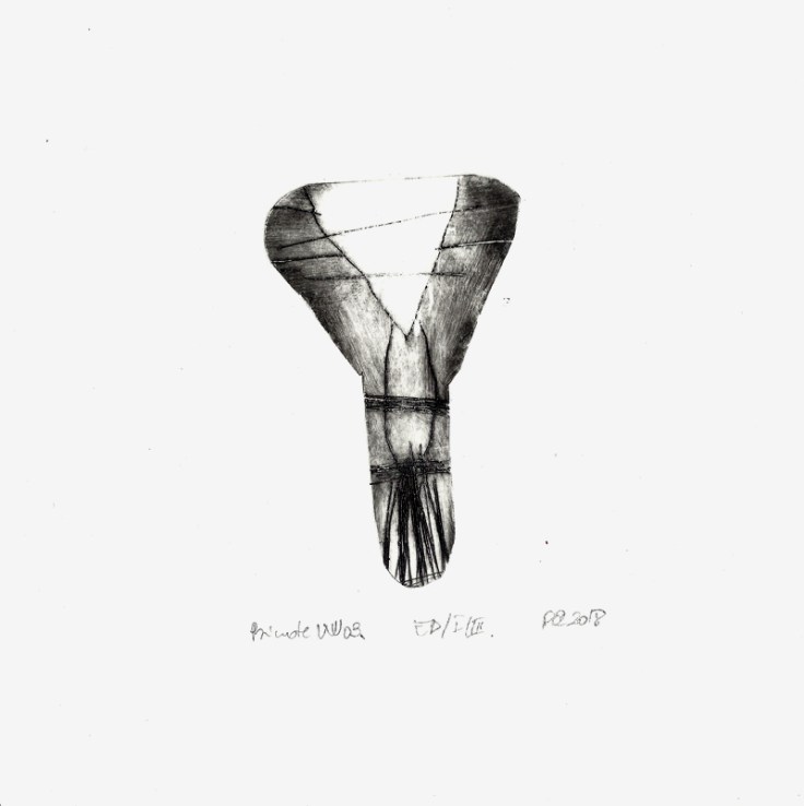 Pál Csaba, Private Virtual World 04, drypoint, 20x20cm, 2018