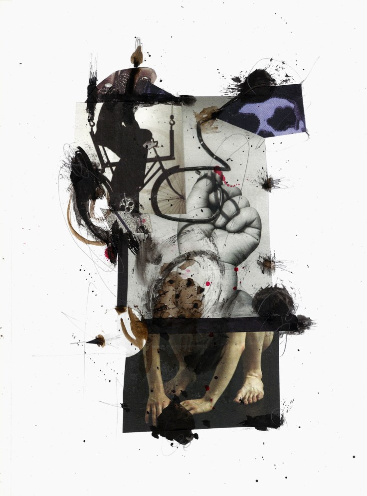 Csaba Pál, collage, mixed on paper, 2018