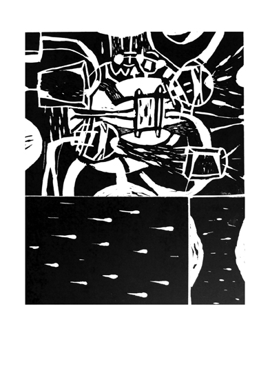 Csaba Pal, Feel the rain 01, linocut, 35x27 cm