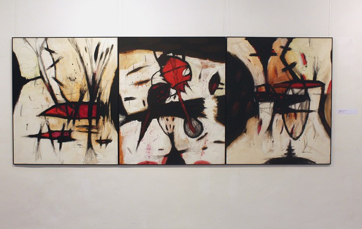 Pál Csaba, 02 Kép képének a képe 01, 02, 03 130x300 cm ,vegyes technika falapon, 2018