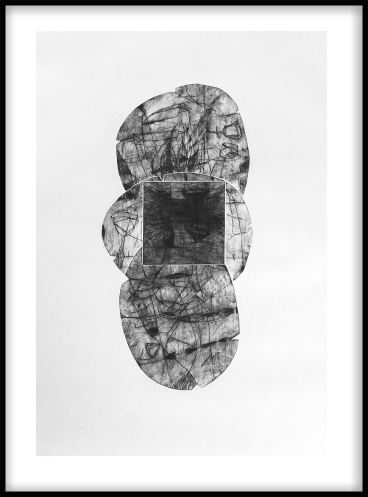 Csaba Pál, Slient 04, 70x50 cm, drypoint, 2018