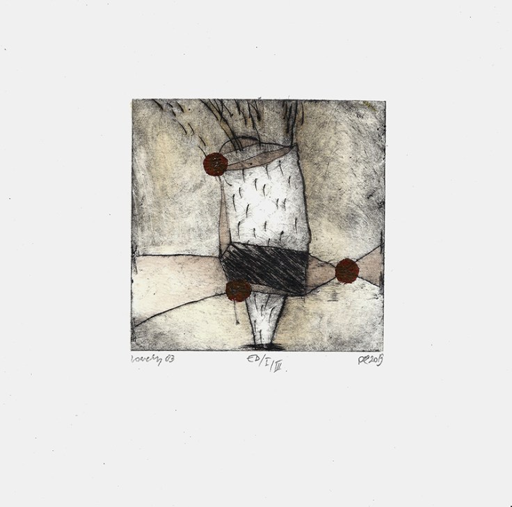 Csaba Pál, Lonely 03,, 20x20 cm mixed, dry point,