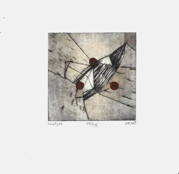 Csaba Pál, Lonely 04,, 20x20 cm mixed, dry point,