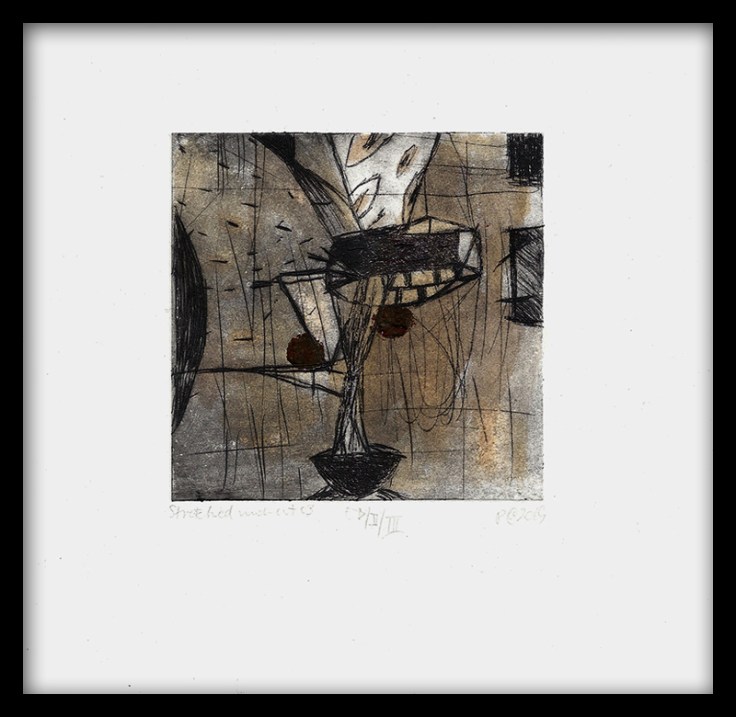 Pál Csaba, Streched moment 03, drypoint,mixed 2019