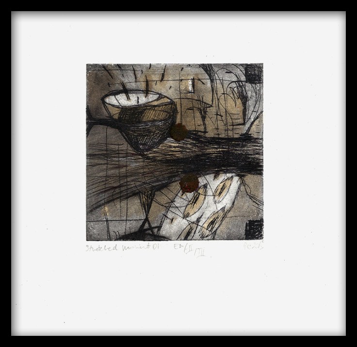 Pál Csaba, Streched moment 01, drypoint, mixed 2019