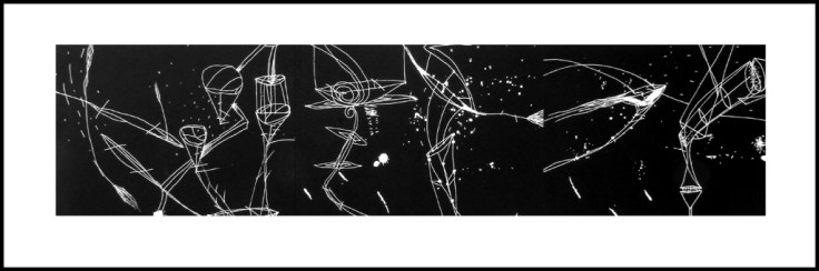 Pál Csaba, Élő kontúr 140 x 50 cm, digitális nyomat, (fehér festék fekete papír) 2020