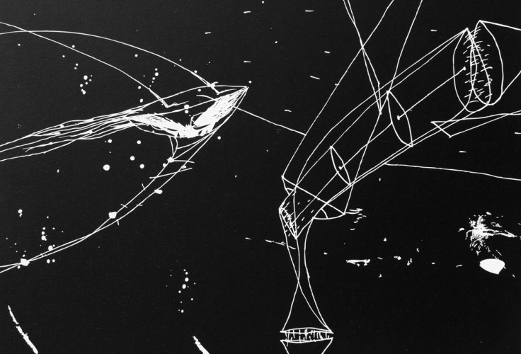 Pál Csaba, Élő kontúr, 140 x 50 cm, részlet, digitális nyomat (fehér festék fekete papíron) 2020