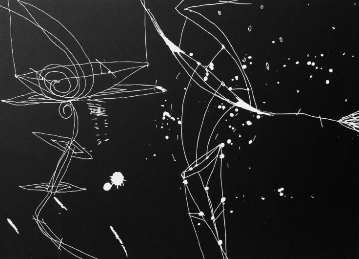 Pál Csaba, Élő kontúr, 140 x 50 cm, részlet, digitális nyomat (fehér festék fekete papíron) 2020