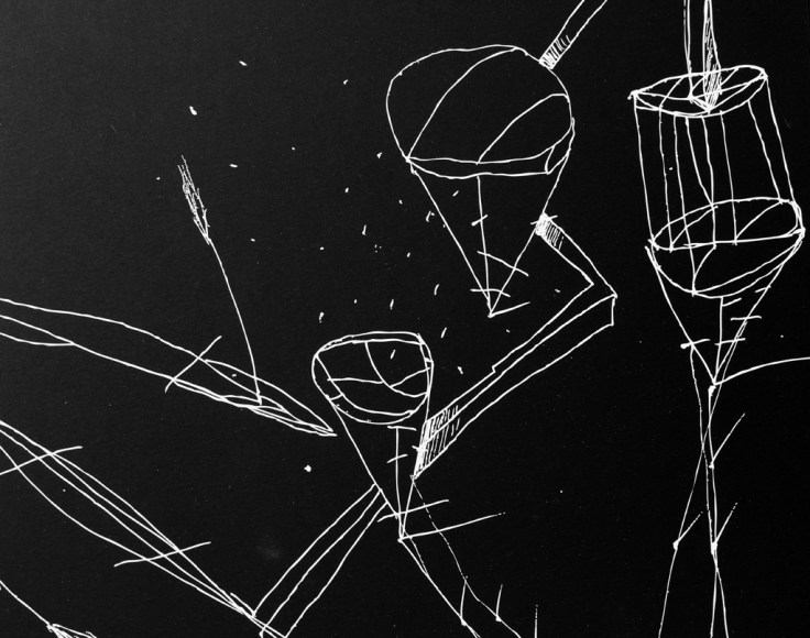 Pál Csaba, Élő kontúr, 140 x 50 cm, részlet, digitális nyomat (fehér festék fekete papíron) 2020