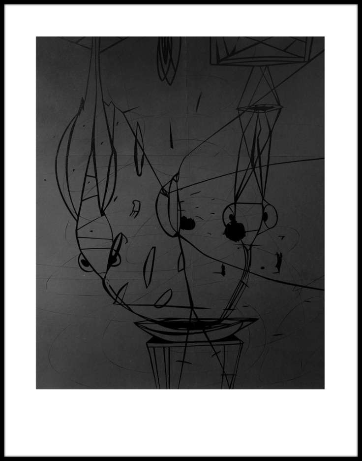 Pál Csaba, Élő kontúr, 140 x 100 cm, digitális nyomat (lakk, fekete papíron) 2020