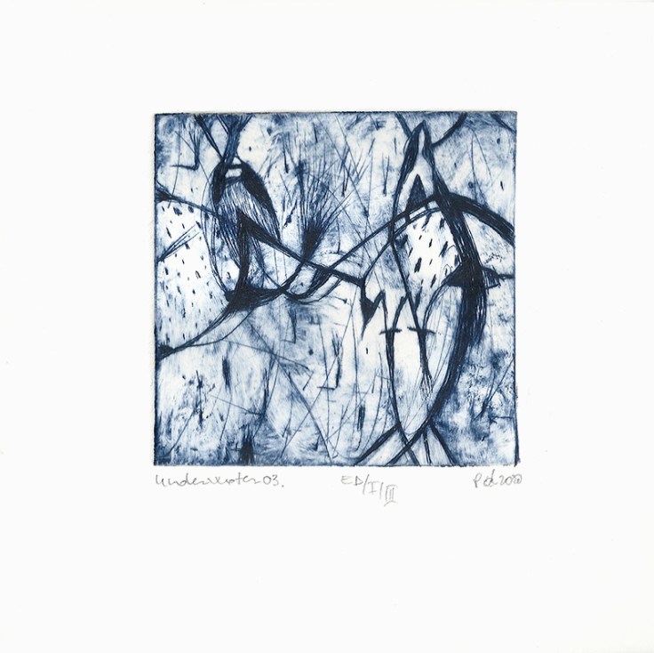 Pál Csaba, Underwater, 03, dry point, 10x10 cm