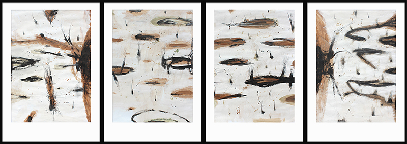 Fluctuation 01,02,03,04, mixed on paper, 156x56 cm
